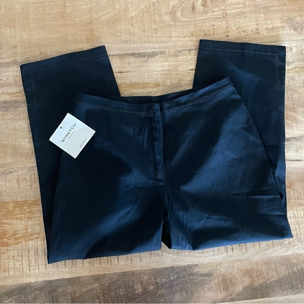 Eddie Bauer Women Casual Dress Pants Navy Blue Size 10P Stretch w/ Ankle Slits